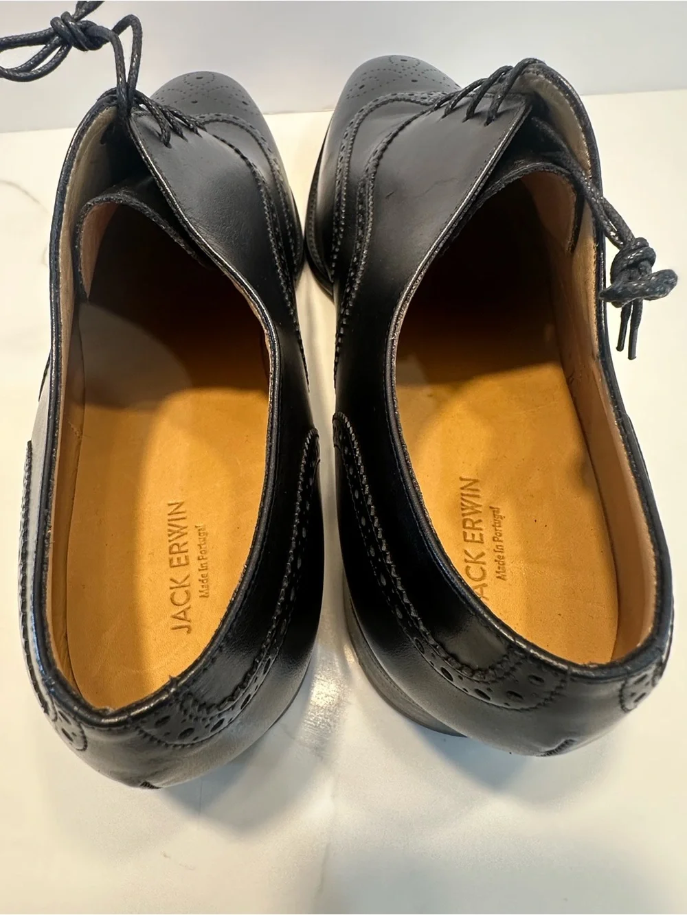 Men's Black Leather Brogue Derby Shoes